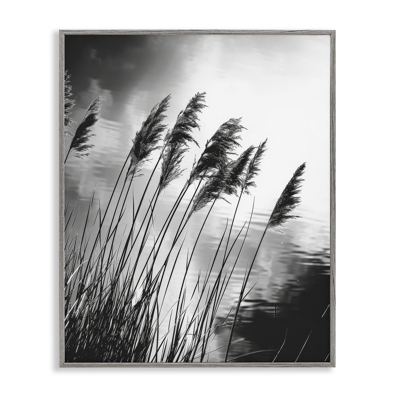 Stupell Industries Stark Contrast Wheat Framed Giclee Wall Art Design by Petal Prints Design